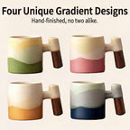 Ceramic Espresso Cups Wood Handle 2.4oz Set of 4 Square - Image 6