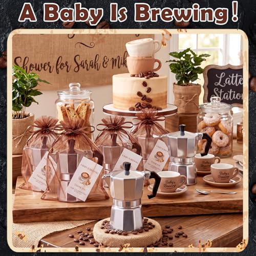 12 Set A Baby Is Brewing Baby Shower Party Favors Aluminum Moka Pot - Image 6