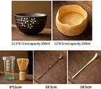 Matcha Whisk Set, Japanese Matcha Tea Set, Matcha Bowl, Bamboo Matcha Whisk, Scoop, Matcha Whisk Holder, Tea Powder Can, Bamboo Tray, Handmade Matcha Ceremony Kit (8 Pcs) (B) - Image 4