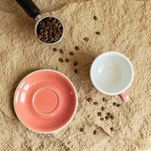 Loveramics Coffee Cup Ceramic, 8 oz Latte Art Cup with Saucer for Cappuccino, Tea, Espresso, Thick - walled stoneware Cappuccino mug Set for Cafe and Barista - Potters Colours (Berry, 8OZ) - Image 5