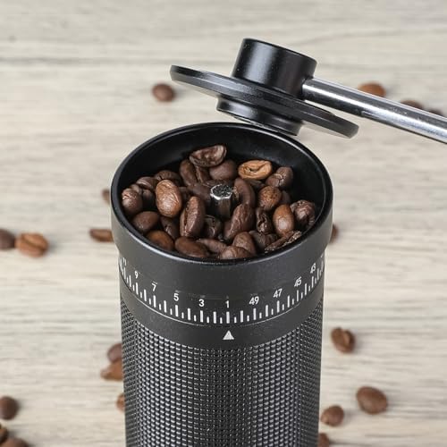 Manual Coffee Grinder with Stainless Steel Conical Burr, Hand Coffee Grinder with External Adjustable Grind Setting for Espresso (Black) - Image 3