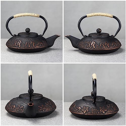 Cast Iron Teapot 1100ML Retro Elephant Japanese Style Classic Cast Iron Tea Kettle Elegant Color&Wonderful Workmanship Durable Construction for Ornament Gift Collection(Size:1100ml) - Image 5