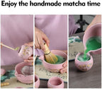 11 Pcs Matcha whisk Set,13 OZ,With 2 Cups and 1 Tea Can,Unique Cat Pattern Design，Complete Matcha Kit Set,Japanese Matcha Set,Perfect Matcha Kit for Matcha Tea Ceremony(Cat-Pink) - Image 5