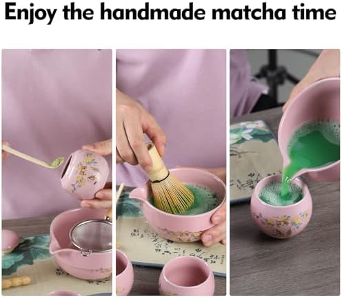 11 Pcs Matcha whisk Set,13 OZ,With 2 Cups and 1 Tea Can,Unique Cat Pattern Design，Complete Matcha Kit Set,Japanese Matcha Set,Perfect Matcha Kit for Matcha Tea Ceremony(Cat-Pink) - Image 5