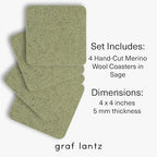 Graf Lantz - Bierfilzl Merino Wool Square Coasters Set of 4 - Sage (4"x4"x5mm) - Absorbs 30% of Weight - Natural German Wool - Heat Resistant, Sustainable, Reusable - Home Decor, Coffee Table Decor - Image 4