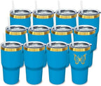20 oz Tumbler Bulk Stainless Steel Tumblers with Lids and Straws BabyBlue by MetalyaTumblers