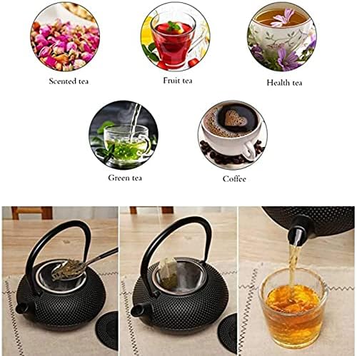 Cast Iron teapot,Classic Tea Kettle,Cast Iron Tea Pot,Teapot Japanese Tetsubin Cast Iron Tea Kettle with Stainless Steel Infuser Black(Size:600ML) (Color : Black, Size : 1200ML) - Image 6