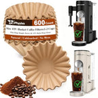600 Count 1-2 Cup Small Coffee Filters, Natural Unbleached Basket Paper Filters Compatible with 155 Size pour over drippers & Single Serve Coffee Makers by Unknown