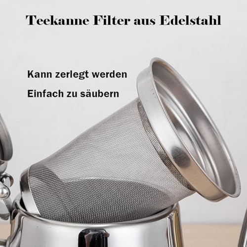 Small Stainless Steel Tea Kettle with Infuser, Food Grade Stainless Steel Teapot, Teakettle for Stovetop Induction Stove Top, No Whistle(Sliver,1.5L) - Image 5