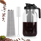 Cold Brew Coffee Maker Jar, 34oz Thick Glass Iced Coffee Pot with Stainless Steel Filter, Spout Lid and Handle for Pouring and Storage, Brews Coffee Overnight, Dishwasher Safe, - Image 6