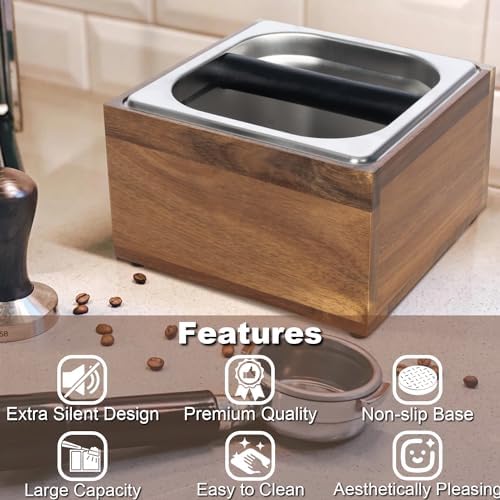 Espresso Knock Box Coffee Puck Dump Bin Grounds Accessories Tamping Station - Image 3