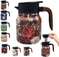 Vintage Floral Teapot with Built-in Infuser, Stainless Steel Thermal Carafe by TBHAPY