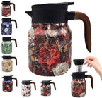 Vintage Floral Teapot with Built-in Infuser, Stainless Steel Thermal Carafe by TBHAPY