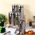 Mimorou 6 Pack 44 oz Airtight Stainless Steel Kitchen Canisters, Silver - Image 3