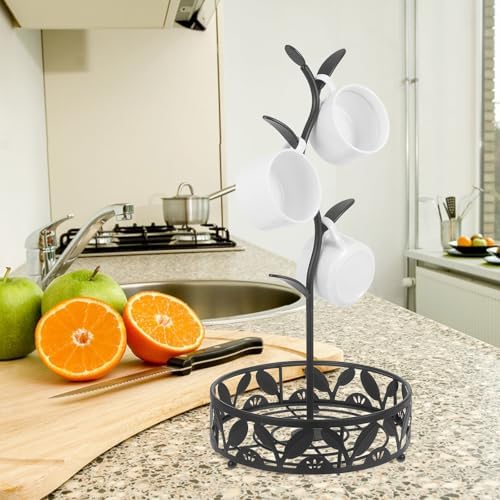 GANAZONO Xmas Coffee Mug Holder with Storage Tray Tree Stand for Counter - Image 4