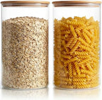 132oz Large Glass Storage Containers with Bamboo Lids for Flour & Sugar -2P by HomArtist