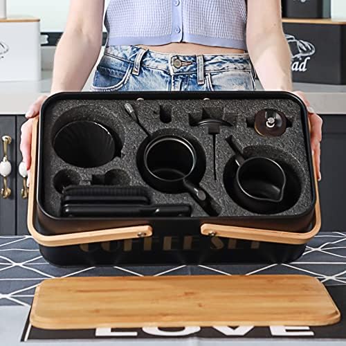 SOTECH Pour Over Coffee Maker Set Coffee Kettle Scale Ceramic Server Ceramic Dripping Cup Bean Grinder Filter Paper Ceramic Cup ALL in 1 Portable Metal Box for Traveling - Image 3