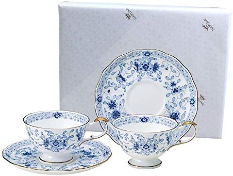 Narumi 9682-7165AZ Cup and Saucer Set, Milan, 7.3 fl oz (210 cc), Blue, Floral Pattern, Plum Blossom, Chintz, Pair, Tea Cup & Saucer, Wedding Gift, Made in Japan, Gift Box Included, Wrapped by NARUMI+%E9%B8%A3%E6%B5%B7