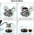 Checkerboard Pour Over Coffee Dripper, Vintage V60 Style Slow Drip Brewer - Image 4