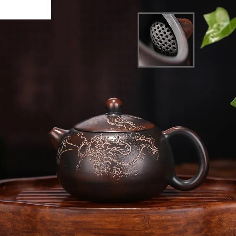 Tea Pots For Loose Tea Chinese Hand-carved Dragon Pattern Teapot, Portable Outdoor Large-capacity Tea Set, Teapot, Tea Set, Coffee Pot, Household Tea Ceremony Supplies Tea Infuser Pot - Image 2