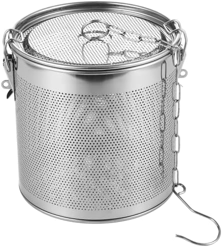 Stainless Steel Infuser Basket, 6.3 in Seasoning Strainer with Locking Lid & Hook Chain, Mesh Filter for Brewing & Cooking, Large Tea Strainer - Image 2