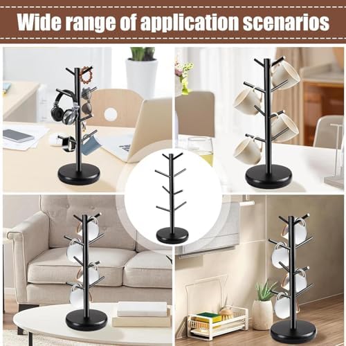 360° Rotating Mug Holder - 8 Hooks Wooden Tree | Countertop Storage - Image 3