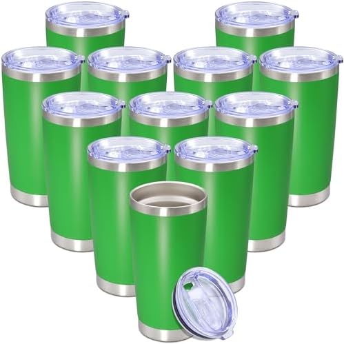 20 oz Tumbler Insulated Tumblers Stainless Steel Coffee Mug,Green 12PCS by Providethebestproducts