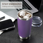 MEWAY 20oz Tumbler 4 Pack Double Wall Vacuum Insulated Travel Mug Bulk, Stainless Steel Tumblers with Lid and Straw, Durable Powder Coated Coffee Cups for Cold & Hot Drinks (Purple, 4) - Image 4