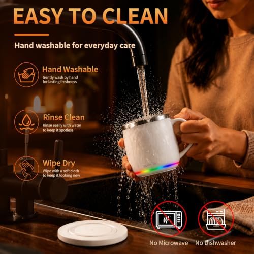 min Ya Temperature Control Smart Mug, 13.5 OZ, 3 Mode RGB LED Display, Self Heating Coffee Mug,Office/Home for Desk, Black - Image 4