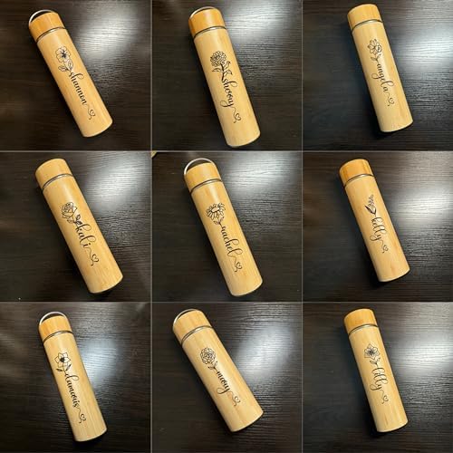 Custom Name Bamboo Tea Infuser 17 oz Tea Tumbler Infuser Bottle for Loose Tea Leaves, Tea Cup Travel Mug Stainless Steel Gift - Image 6