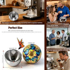 Upgraded 1.8L Espresso Knock Box with Glass Lid, Magnetic Knock Bar, Silver - Image 2