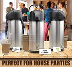 85 oz (2.5L) Airpot Coffee Carafe with Pump, Insulated Stainless Steel Coffee Dispenser, Coffee Carafes for Keeping Hot/Cold, Hot Beverage Dispenser for Party - Image 5