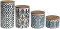 American Atelier Kitchen Ceramic Canister Set w/Lids, Blue Gold Décor, 4PC by American+Atelier