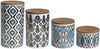 American Atelier Kitchen Ceramic Canister Set w/Lids, Blue Gold Décor, 4PC by American+Atelier