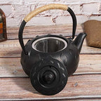 Cast Iron Teapot, Black 0.6L Tea Kettle Japanese Tetsubin Tea Pot with Stainless Steel Infuser for Loose Leaf Cast Iron Tea Pot for Stovetop Flower Design - Image 7