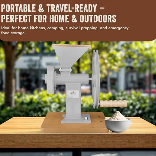 Manual Hand Grain Mill Matte Silver | Heavy-Duty Hand Operated Food Grinder for Wheat, Corn, Coffee Beans, Rice & Dry Grains | Hand Crank Kitchen Flour Mill for Home, Camping, Survival & Everyday Use - Image 6