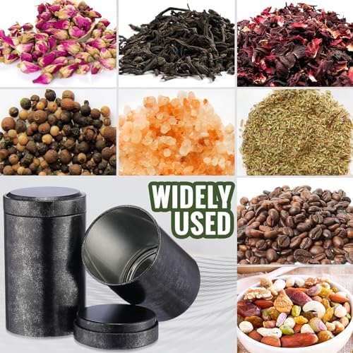 meekoo 18 Pcs Tea Tins Canister for Loose Tea 6 oz Airtight Tea Tins Bulk with Lids Metal Tea Jars Small Round Storage Containers for Travel Business Coffee Cans Candy Spices Herbs Kitchen(Black) - Image 5