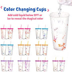 Meoky Color Changing Cold Cups with Lids and Straws - 10 Pack 24 oz Plastic Cute Tumblers Bulk, Reusable for Kids Women Party, Iced Coffee(Swirl) - Image 2