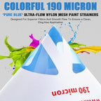 250 Pack of Premium Paint Strainers with 190 Micron Fine Mesh Filters - 3D Printing Ultra-Flow Blue Nylon Cone Strainers for Paint and Fluid Filtration - Image 2