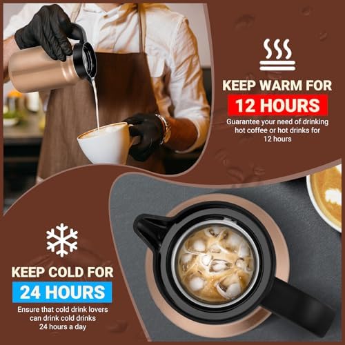 Insulated Coffee Carafe, 51 oz, Keeps Hot for 12H, Copper - Image 2