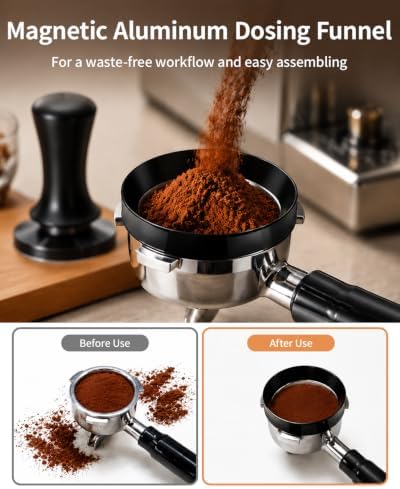 51mm Espresso Accessories Kit with Spring Loaded Tamper, WDT Tool, Magnetic Dosing Funnel, Puck Screen & Silicone Mat - 5 in 1 Barista Set for 51mm Handdle - Image 2
