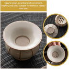 BESPORTBLE Ceramic Tea Filter with Fine Mesh Strainer Porcelain Loose Leaf Infuser for Kung Fu Tea with Base - Image 6