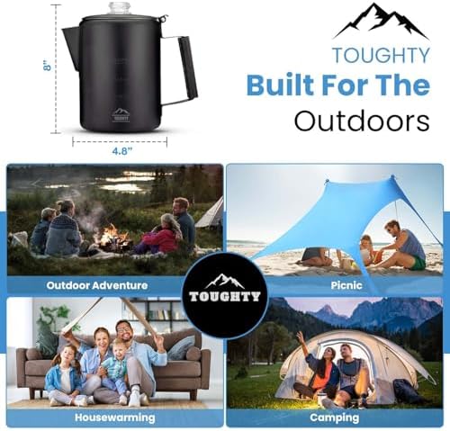 Toughty Yosemite Stovetop Coffee Percolator, 9 Cup, Black Matte - Image 3