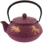 Iwachu Japanese Iron Teapot Tetsubin Gold and Purple Goldfish by Iwachu