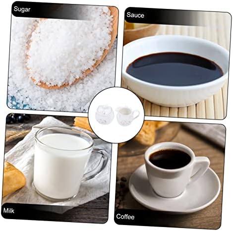 1 Set Ceramic Milk Jug Sugar Bowl White Utensils Set Coffee Syrup Set Coffee Dripper Set Ceramic Sugar Jar Candy Canister Tea Mug with Lid Coffee Pot Sugar Pot with Lid Ceramics Jars (Bianco 12X7.5CM) - Image 3