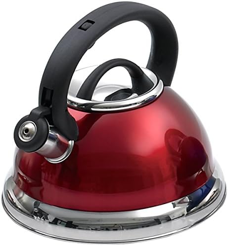 Creative Home Alexa 3.0 Quart Stainless Steel Whistling Tea Kettle Fast Boiling Heat Water for Stovetop Whistle Tea Pot, Metallic Cranberry by CreativeHome
