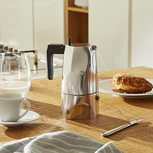 Alessi MT18/6 "Ossidiana" Stove Top Espresso 6 Cup Coffee Maker in Aluminium Casting Handle And Knob in Thermoplastic Resin, Black - Image 5