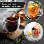 12 Oz Double Wall Borosilicate Insulated Glass Coffee Mug Set of 4, 350ml Coffee Cups with Handle for Cappuccino, Tea, Latte - Perfect Cappuccino Cup Gift - Image 5