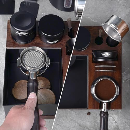 IKAPE V5 Espresso Knock Box, Espresso Coffee Organizer Box Fit for Storage 51, 54, 58MM Espresso Tamper, Distributor, Portafilter & Puck Screen Accessories, Natural Walnut Station Base(9 IN One) - Image 6