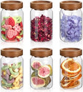 6oz Small Glass Jars with Wood Lid Spice Jar Round Food Storage Canister Clear Glass Containers Jar for Ground Seasoning Pantry Sugar Tea Coffee Bean Spice Herb Cookies(6 * 200ml(6.76oz)) by Patoper